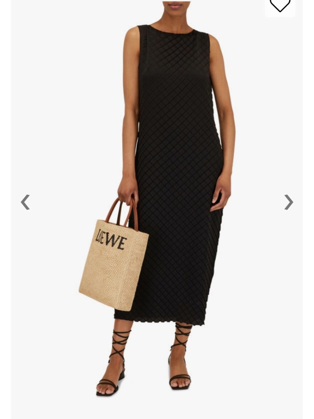 Lafayette 148 New York Black Regenerated Satin Diamond Pleat Midi Dress